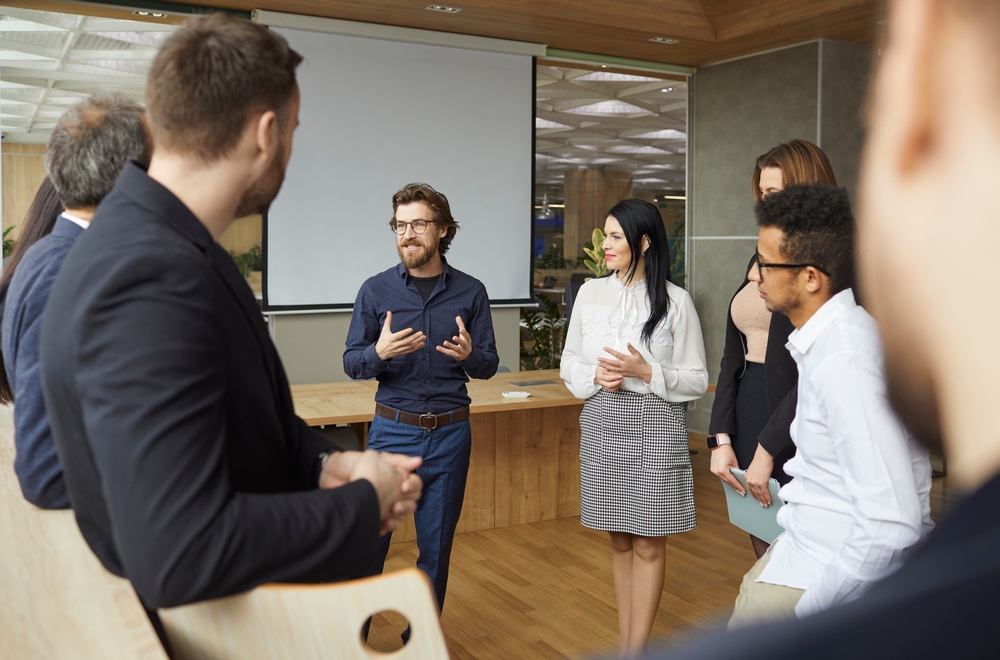 Adult students in a classroom.