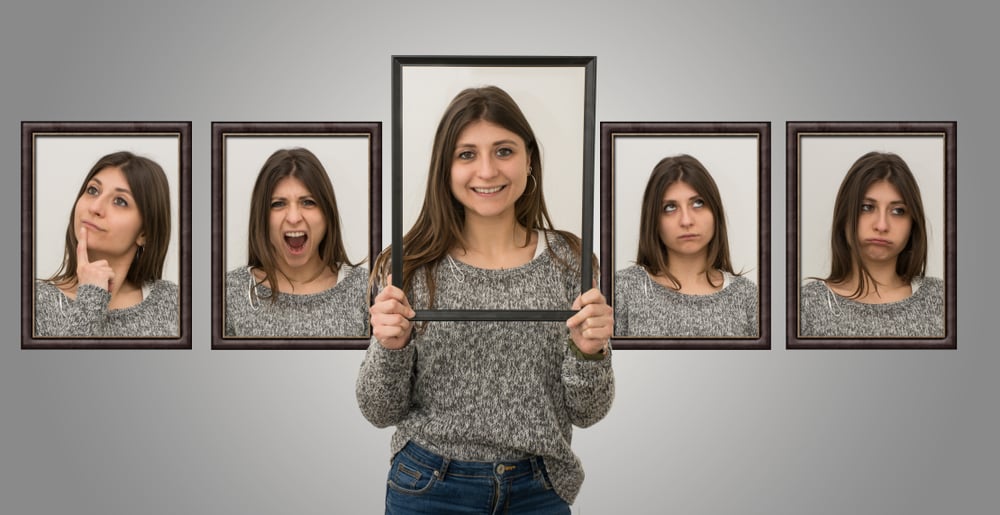 A women representing different behaviours.