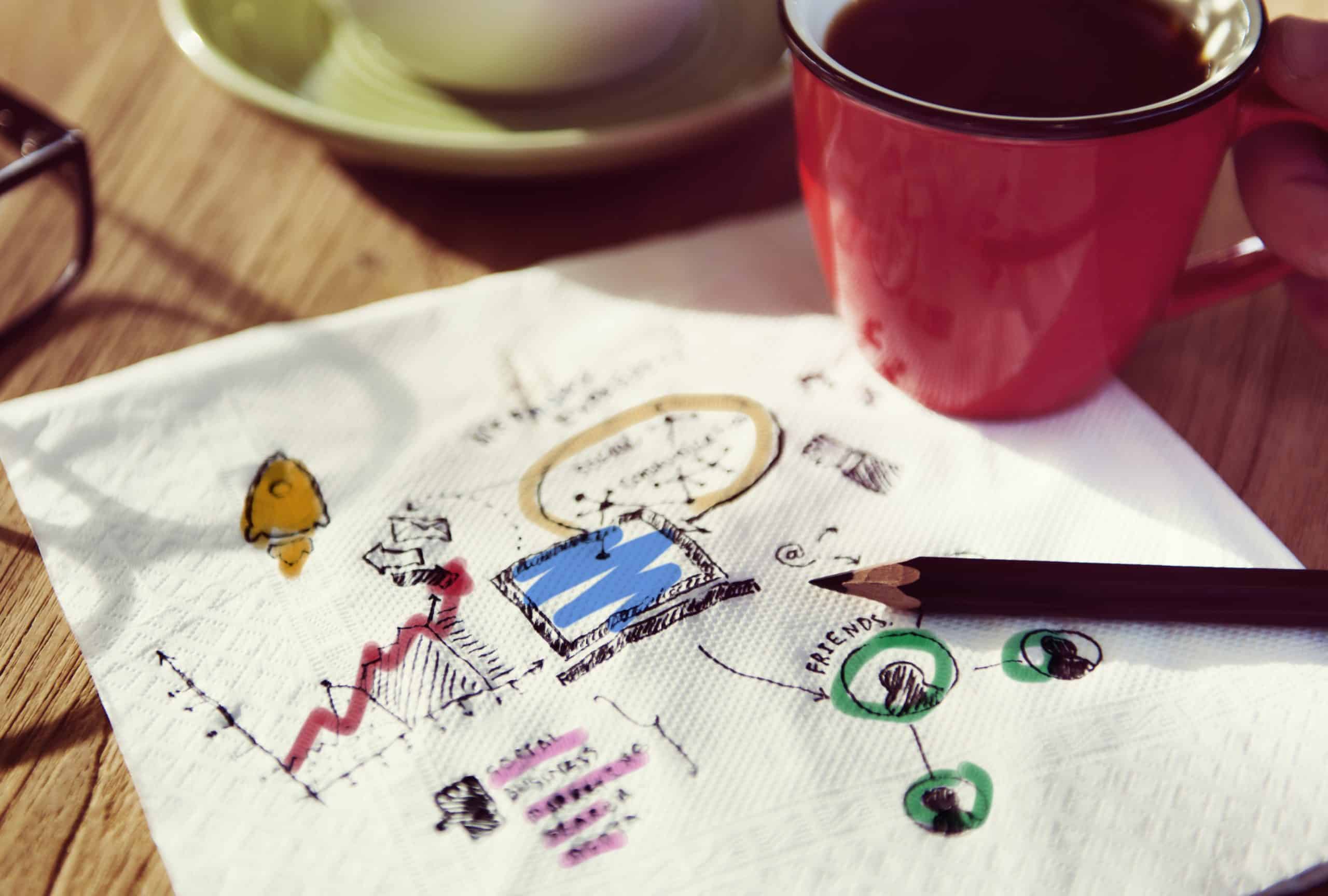 Photo of design on a napkin representing organisation design